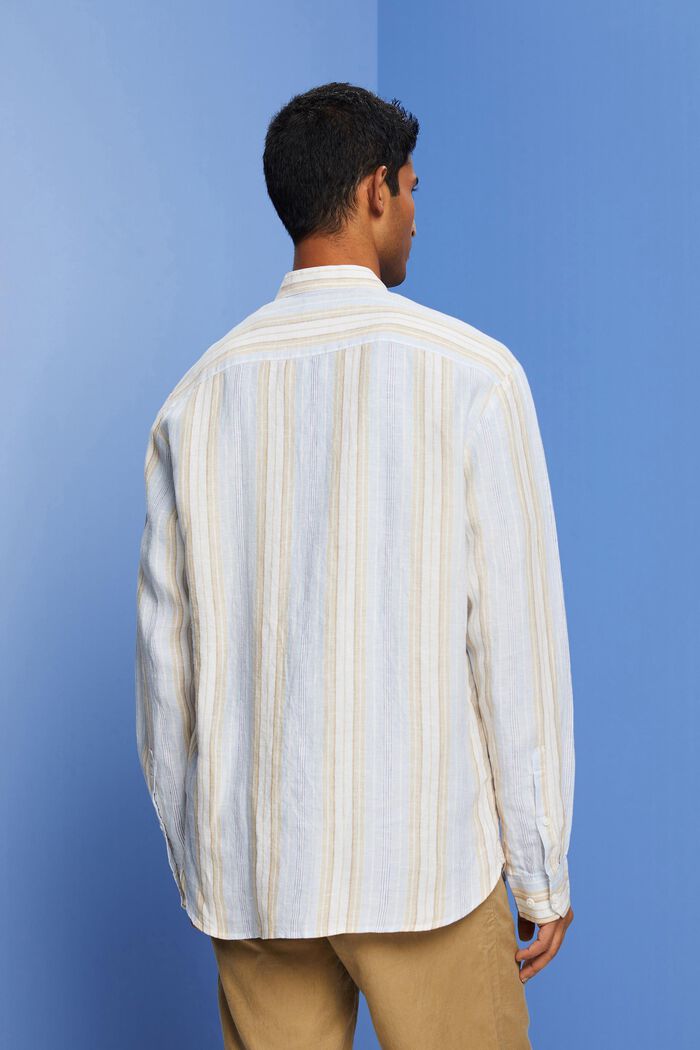Randig skjorta, 100% linne, SAND, detail image number 3
