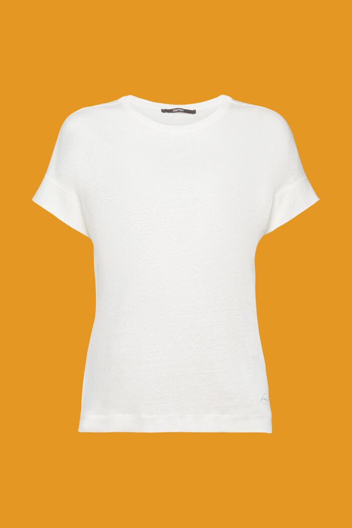 T-shirt i linne, OFF WHITE, detail image number 6