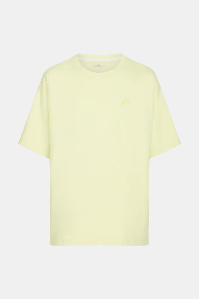 T-shirt med ledig passform och delfinmärke, PASTEL YELLOW, overview