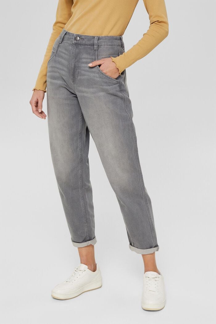 Trendiga jeans med stretch i ekobomull, GREY MEDIUM WASHED, detail image number 0