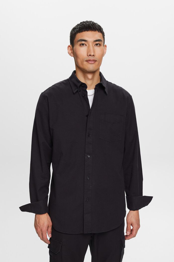 Skjorta i twill med normal passform, BLACK, detail image number 0
