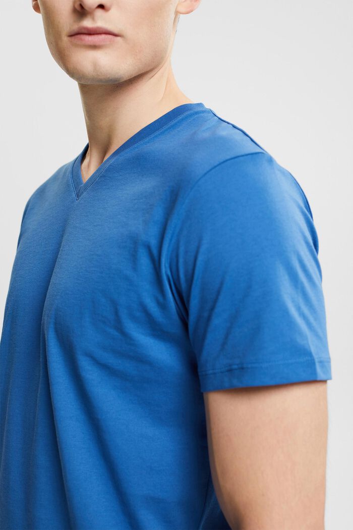 T-shirt med V-ringning i hållbar bomull, BLUE, detail image number 2
