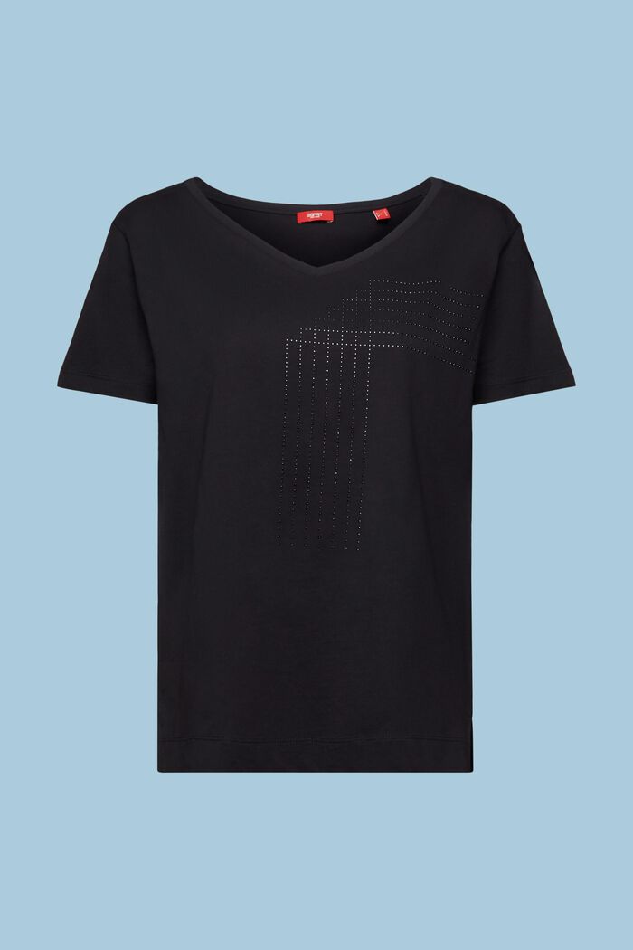 Jersey-T-shirt med strass, BLACK, detail image number 6