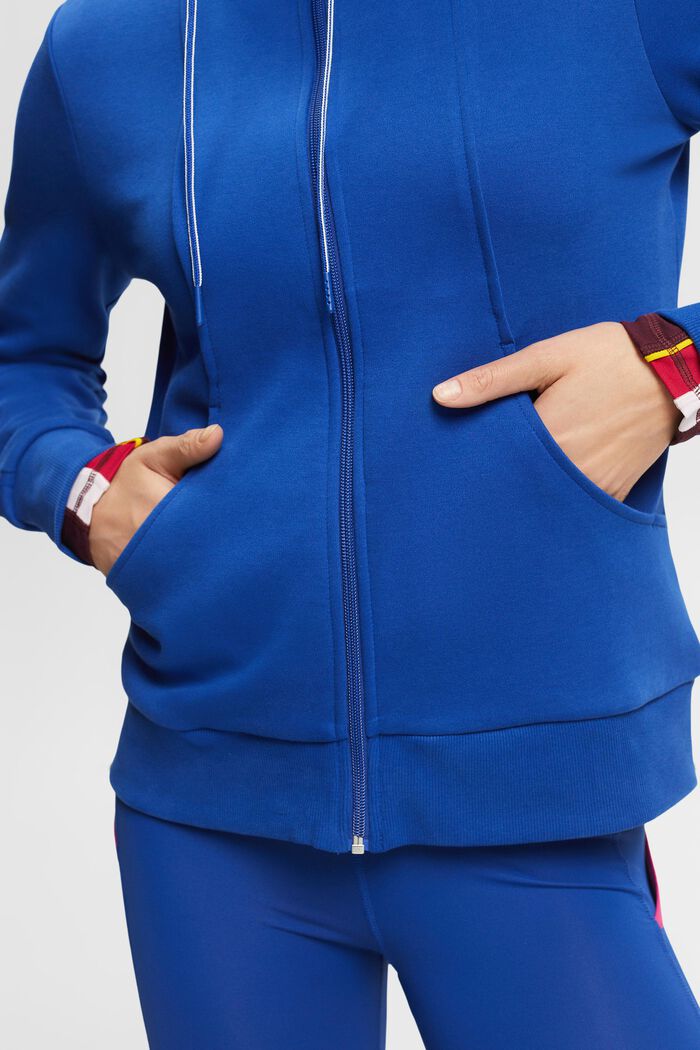 Sweatshirt med dragkedja, bomullsmix, BRIGHT BLUE, detail image number 2