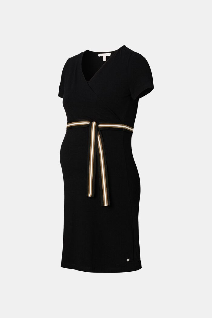 Jerseyklänning med amningsfunktion och skärp, BLACK INK, detail image number 6