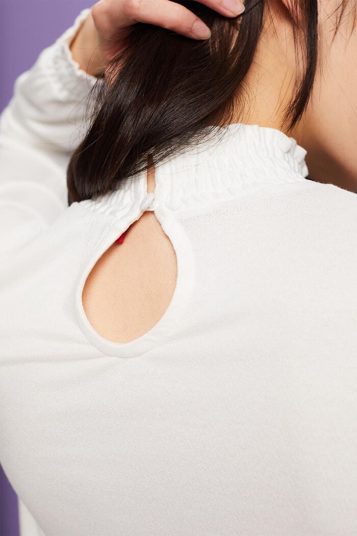 Smockad långärmad tröja, LENZING™ ECOVERO™, OFF WHITE, detail image number 2