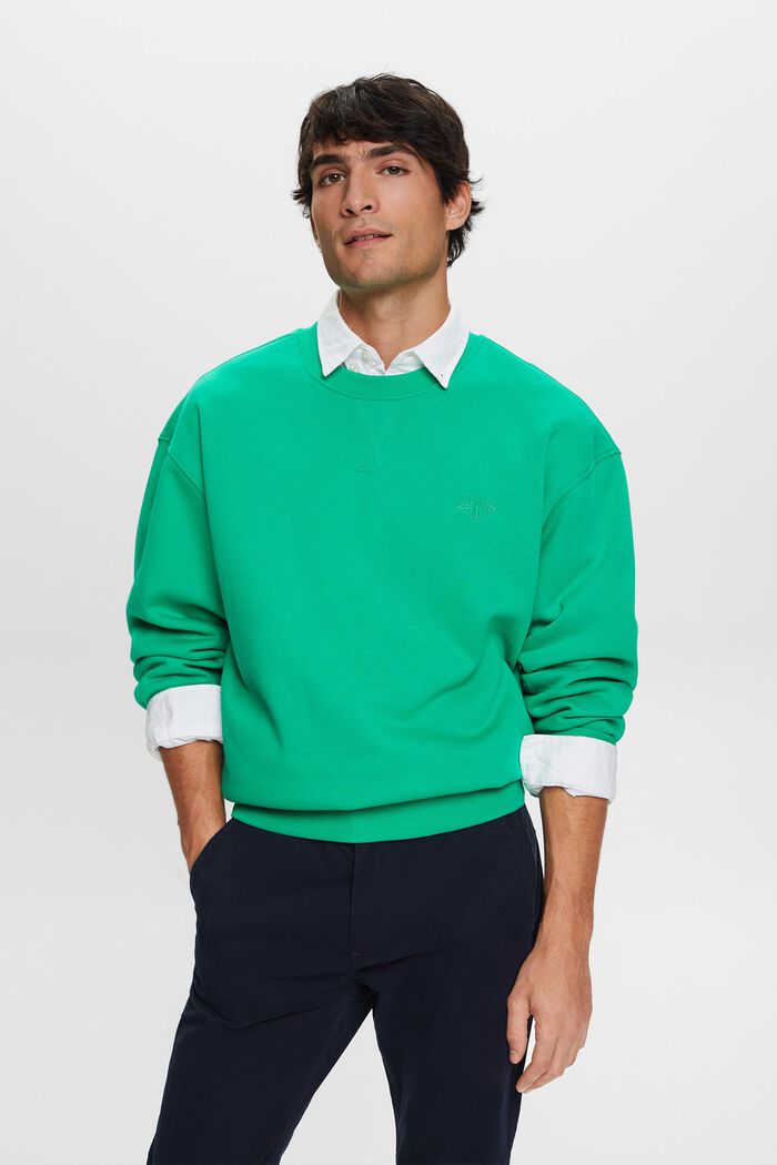 Sweatshirt med logobroderi, GREEN, detail image number 0