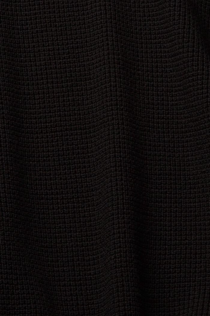 Löst stickad V-ringad tröja, BLACK, detail image number 1