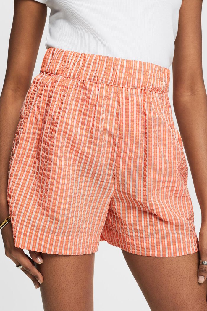 Krinklade randiga shorts, BRIGHT ORANGE, detail image number 4