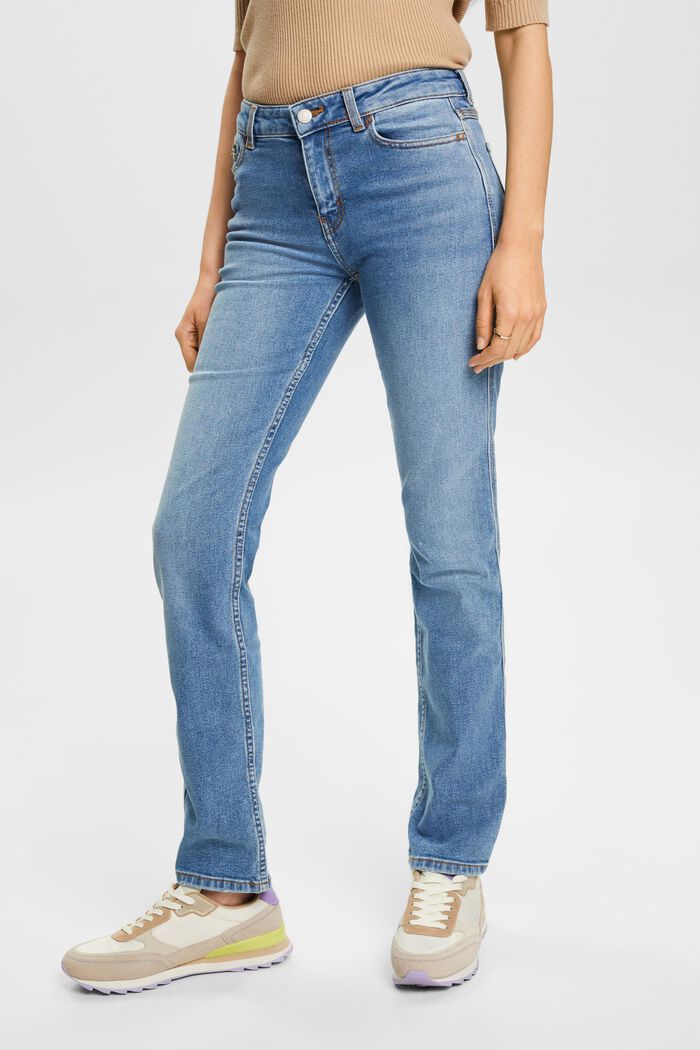 Jeans med raka ben och hög midja, BLUE LIGHT WASHED, detail image number 0