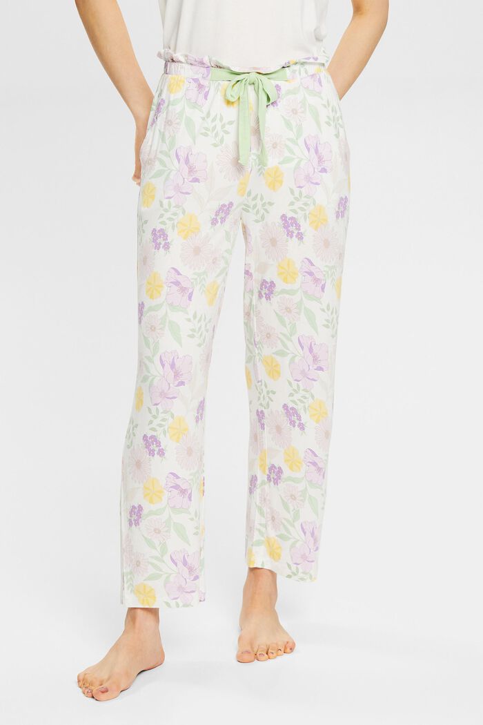 Pyjamasbyxa med blommönster, LENZING™ ECOVERO™, OFF WHITE, detail image number 0