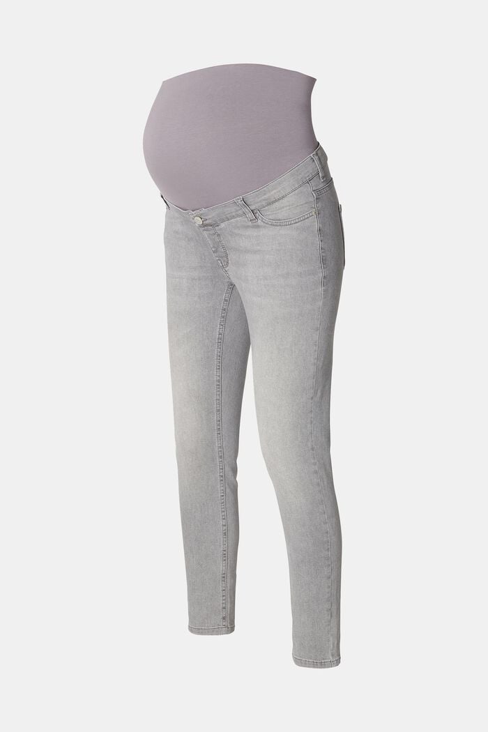 Jeans med smal passform och mudd över magen, GREY DENIM, detail image number 5