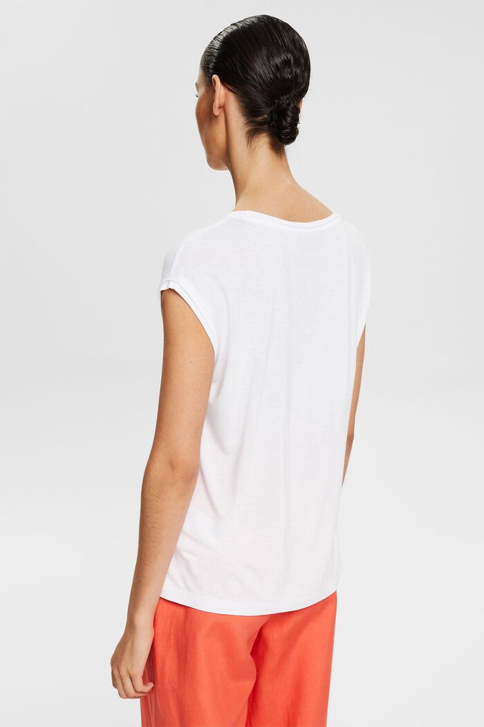T-shirt med glittertryck, LENZING™ ECOVERO™, WHITE, detail image number 3