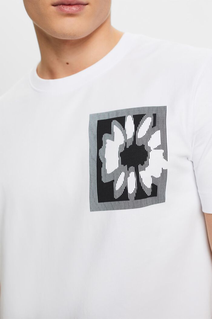 T-shirt med blomtryck och logo, WHITE, detail image number 2