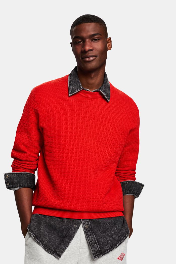 Strukturerad rundringad tröja, RED, detail image number 0