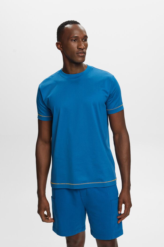 T-shirt i jersey med rund ringning, 100% bomull, DARK BLUE, detail image number 0