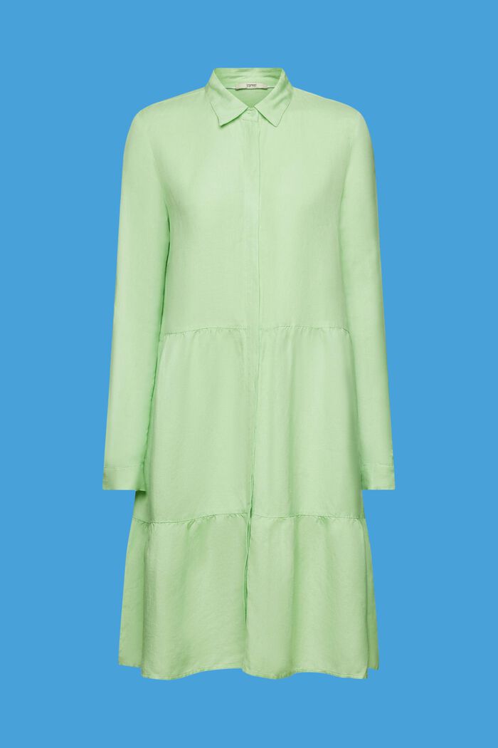 Skjortklänning i minilängd av linnemix, CITRUS GREEN, detail image number 6