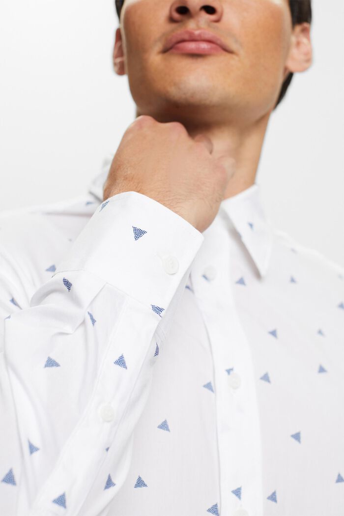 Mönstrad skjorta, 100% bomull, NEW WHITE, detail image number 2
