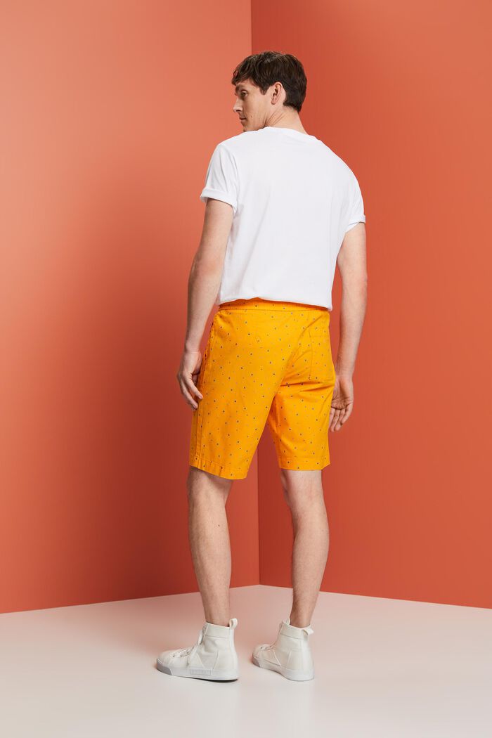 Mönstrade dra-på-shorts, bomullsstretch, BRIGHT ORANGE, detail image number 3