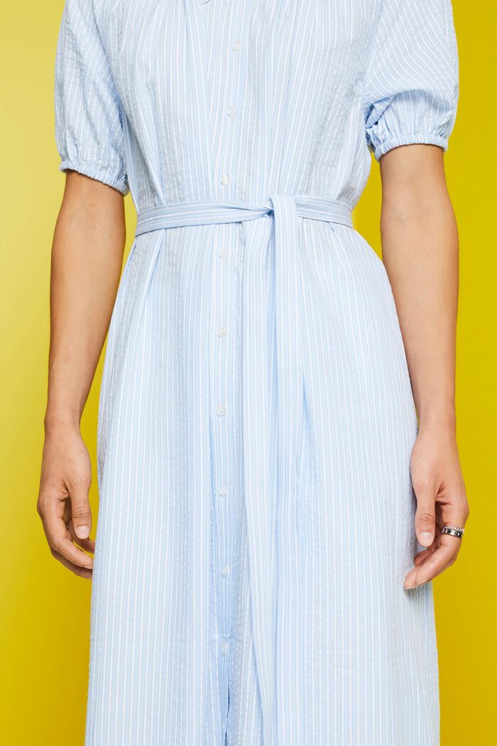 Midi-skjortklänning med knytskärp, bomullsmix, LIGHT BLUE, detail image number 2