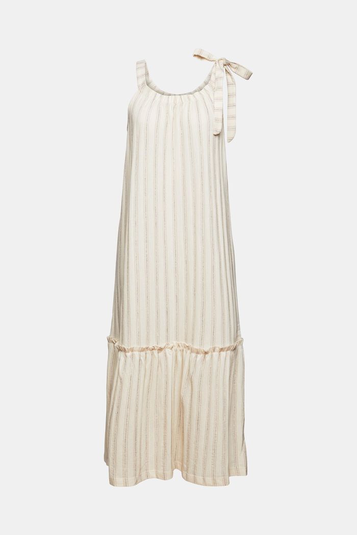 Midiklänning med vävda ränder i bomullsmix, OFF WHITE, detail image number 5