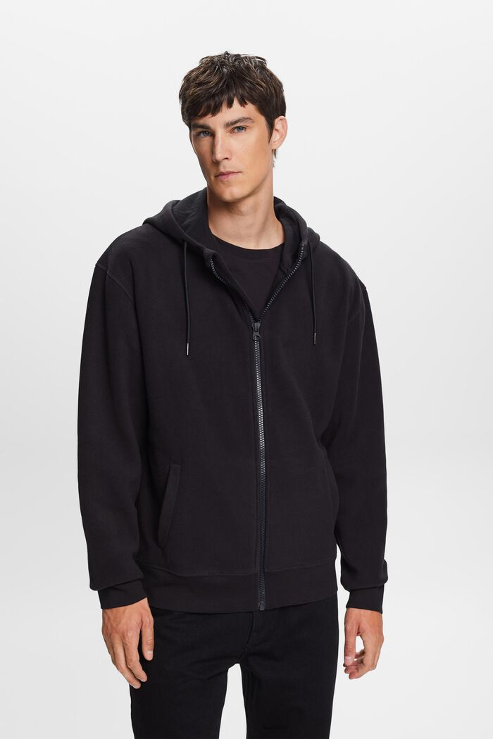 Sweatshirt i fleece med huva, BLACK, detail image number 1