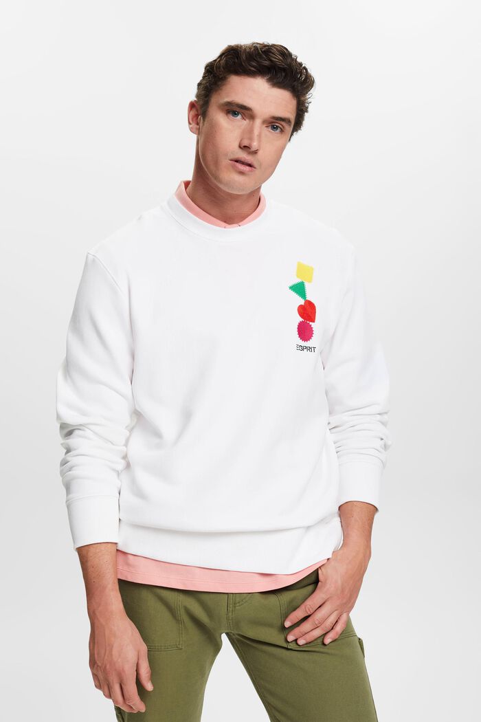 Sweatshirt med broderad logo, WHITE, detail image number 0