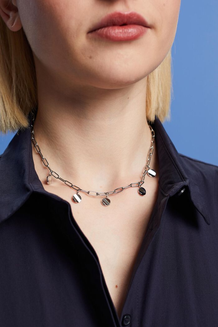 Halsband med runt vågigt hänge, SILVER, detail image number 2