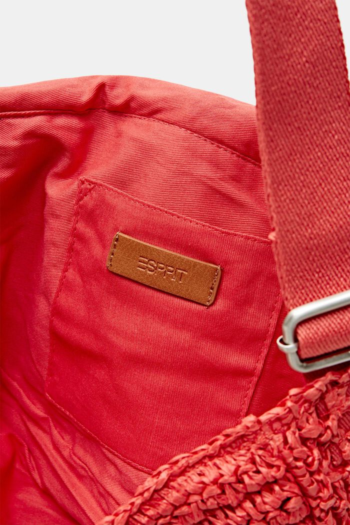 Crossbody-väska i vävd halm, ORANGE RED, detail image number 4