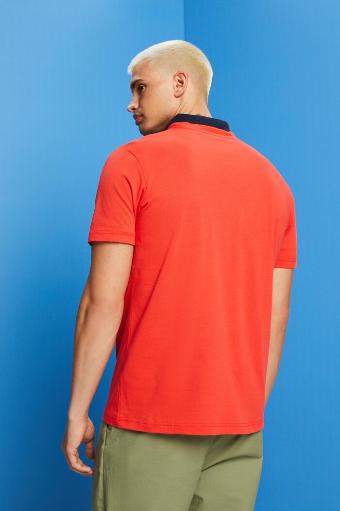 T-shirt i ekologisk bomull med geometriskt tryck, ORANGE RED, detail image number 3