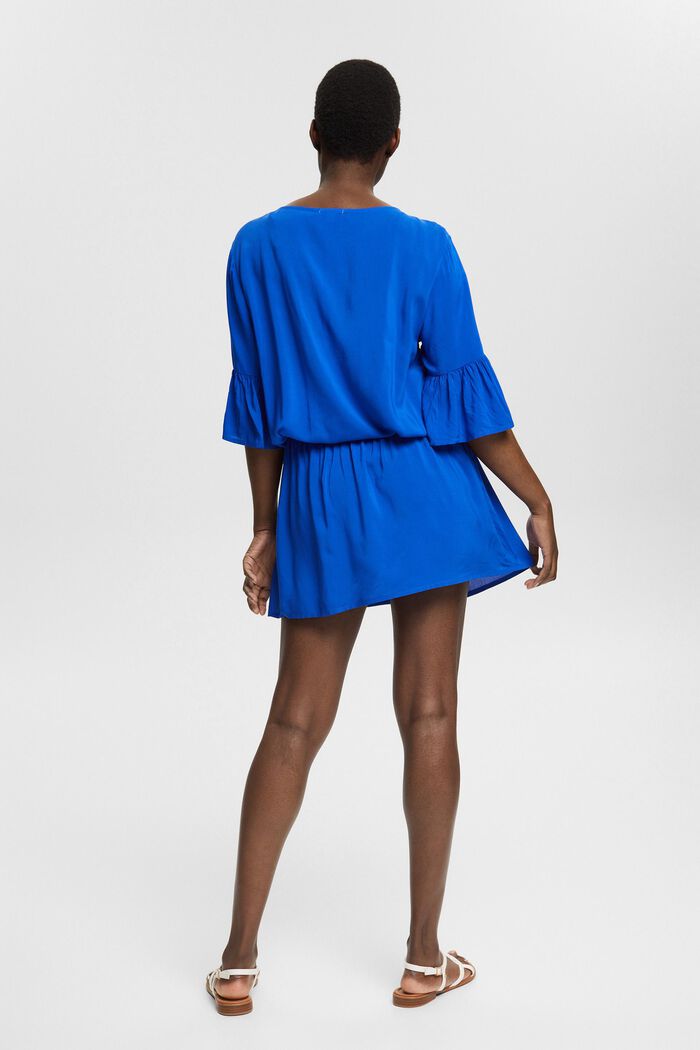 Klänning med smockad midja, LENZING™ ECOVERO™, BRIGHT BLUE, detail image number 3