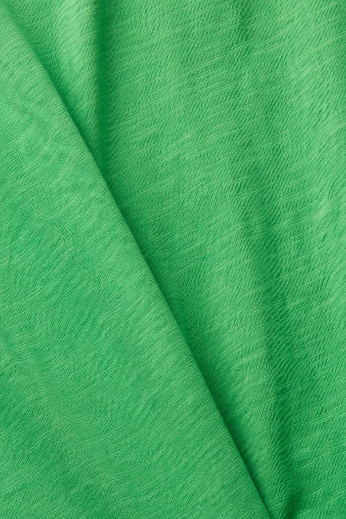 V-ringad bomulls-T-shirt med dekorativa sömmar, GREEN, detail image number 5