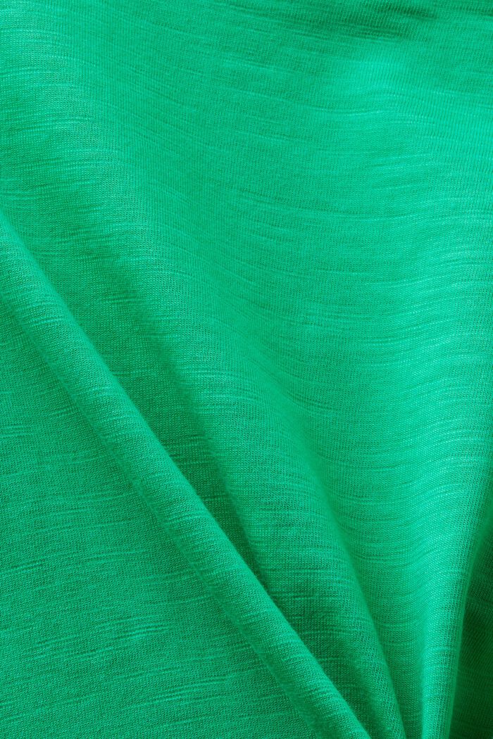 T-shirt med slub-struktur och rund ringning, GREEN, detail image number 4