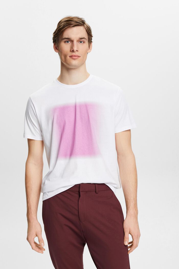 Bomulls-T-shirt med tryck, WHITE, detail image number 0