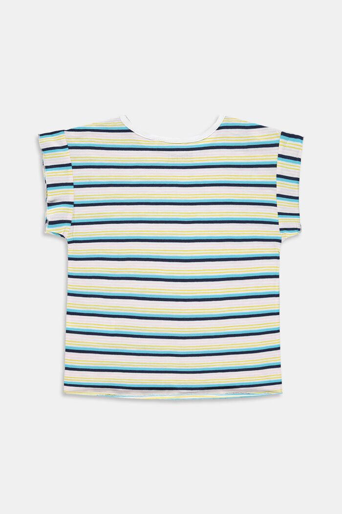 T-shirt med ränder, 100% bomull, PETROL BLUE, detail image number 1