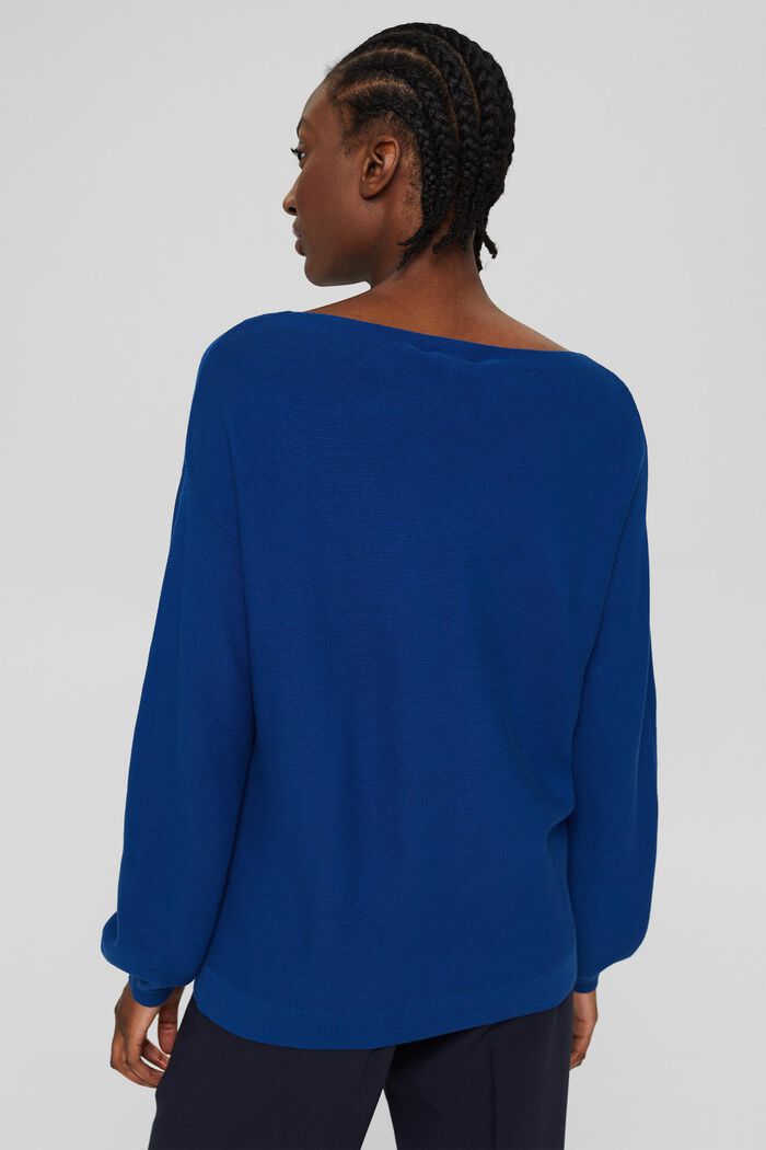 Stickad tröja av 100% ekobomull, BRIGHT BLUE, detail image number 3