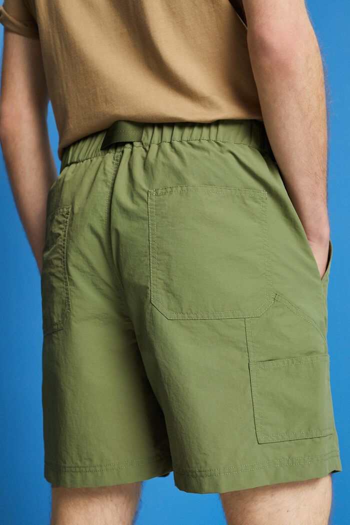 Shorts med integrerat bälte, OLIVE, detail image number 4