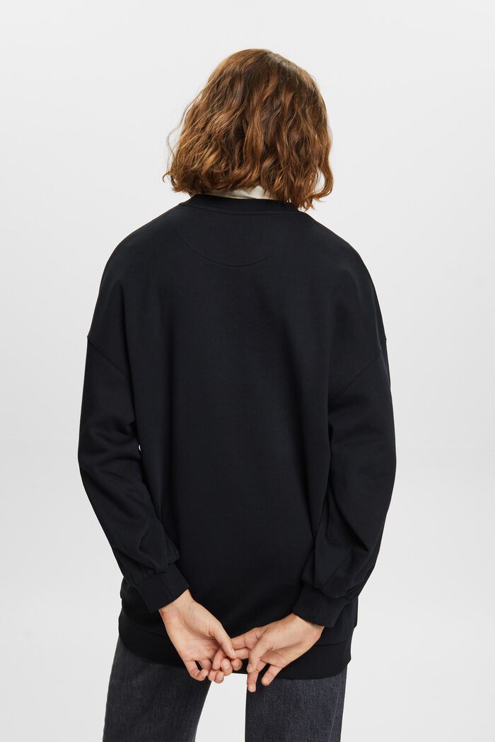 Sweatshirt med rund halsringning i fleece, BLACK, detail image number 4