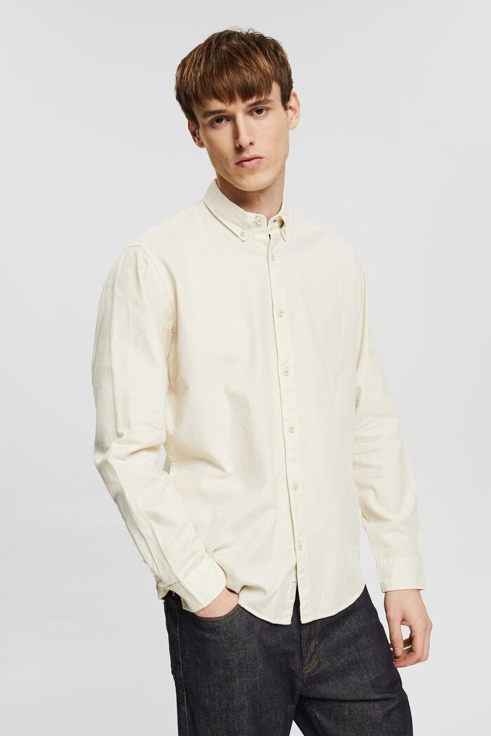 Skjorta med button down-krage, CREAM BEIGE, detail image number 0