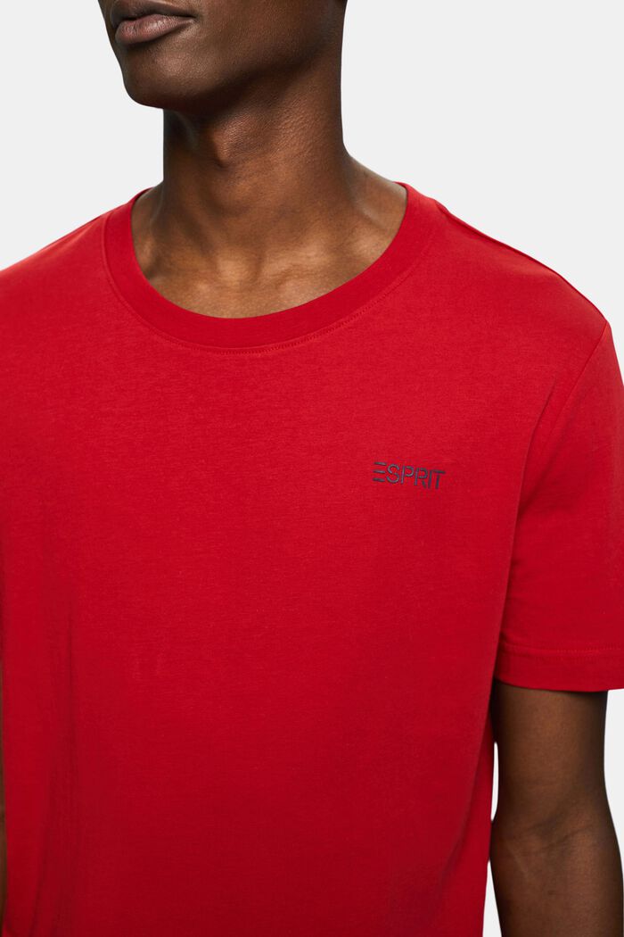 T-shirt i bomullsjersey med logo, DARK RED, detail image number 3