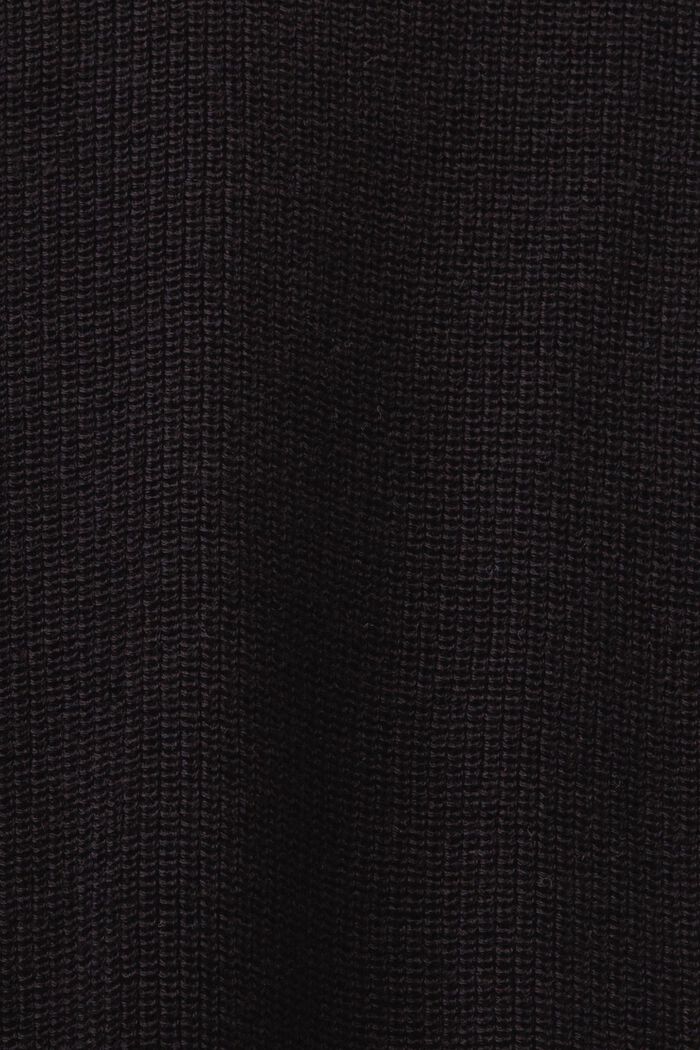 Ribbstickad polotröja med fladdermusärm, BLACK, detail image number 5