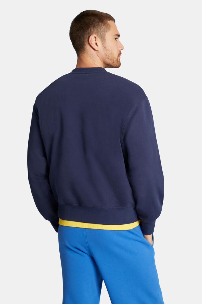 Unisex-sweatshirt i bomullsfleece med logo, NAVY, detail image number 3