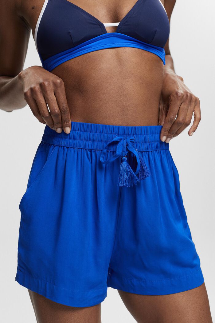 Shorts med tofsar, LENZING™ ECOVERO™, BRIGHT BLUE, detail image number 2