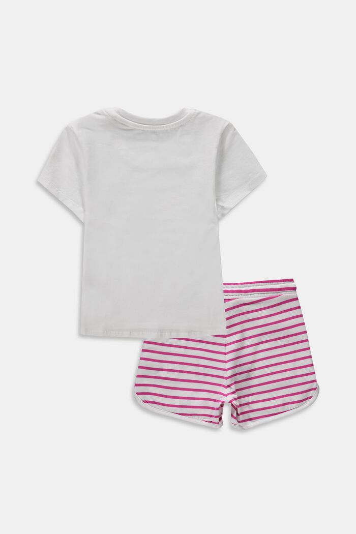 Set: T-shirt och shorts i bomullsjersey, WHITE, detail image number 1