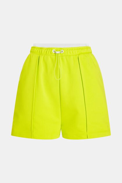 Lediga sweat-shorts med dubbel linning, LIME YELLOW, overview