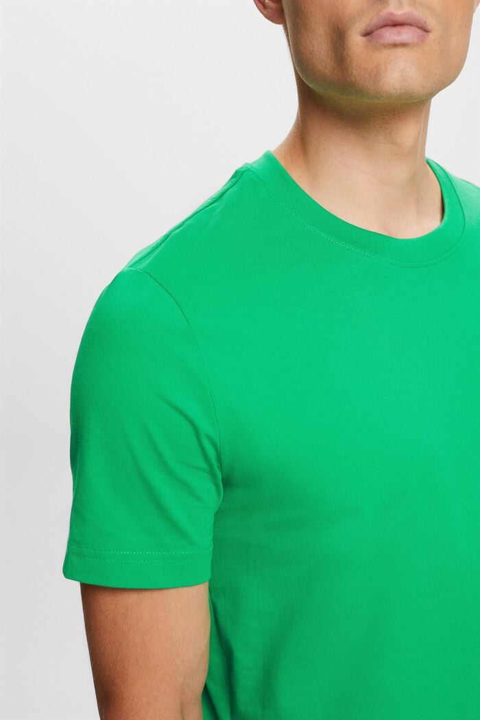 T-shirt i pimabomull-jersey med rund ringning, GREEN, detail image number 2