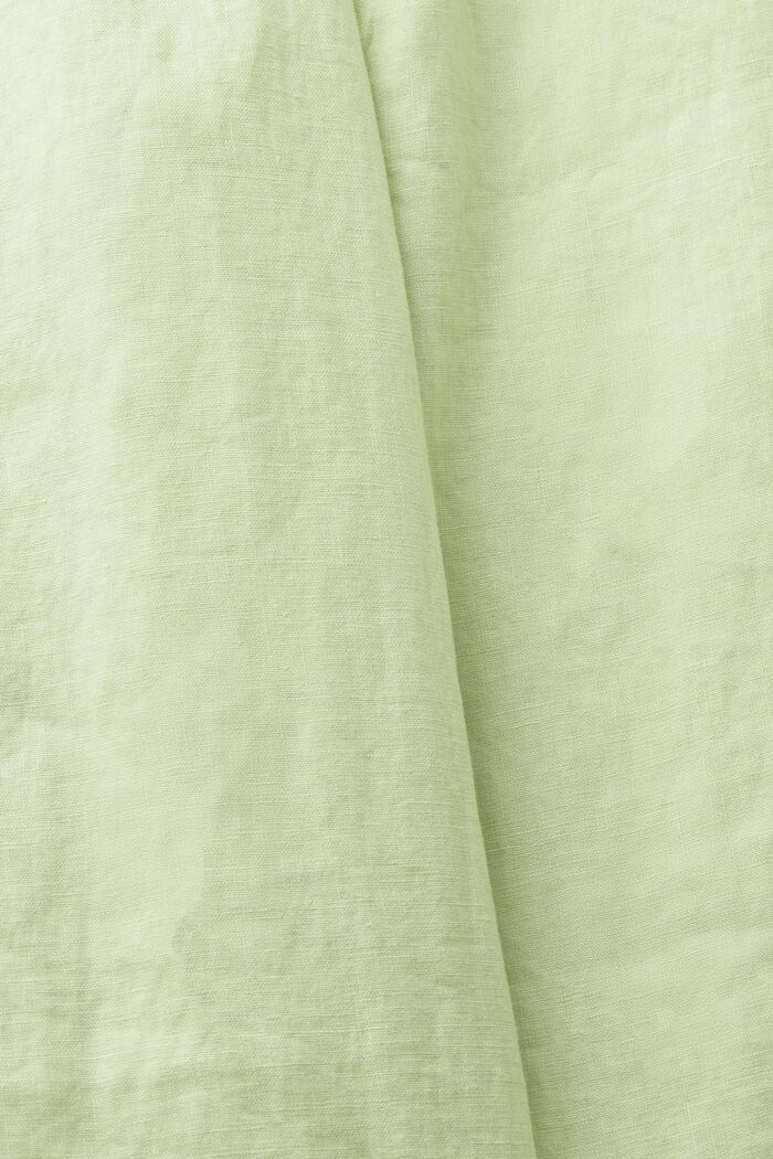 Linnebyxa med vida ben och knytskärp, LIGHT GREEN, detail image number 5