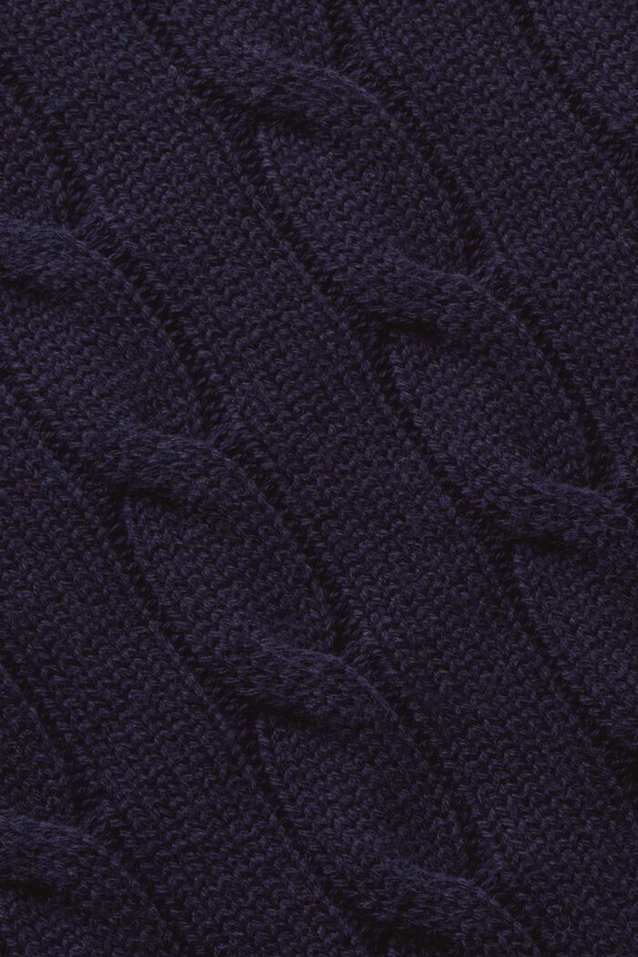V-ringad kabelstickad tröja, NAVY, detail image number 4