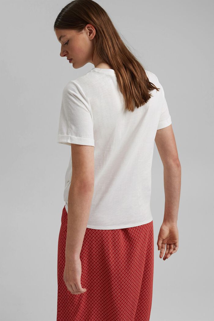 T-shirt med knytning, ekologisk bomull, OFF WHITE, detail image number 3