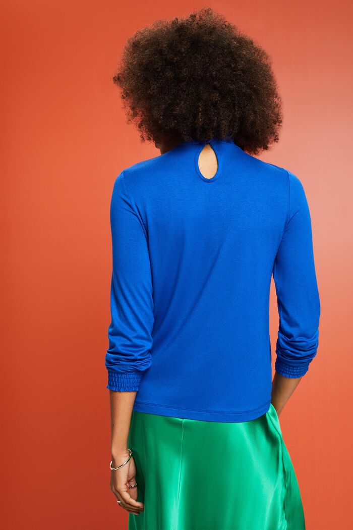 Smockad långärmad tröja, LENZING™ ECOVERO™, BRIGHT BLUE, detail image number 1